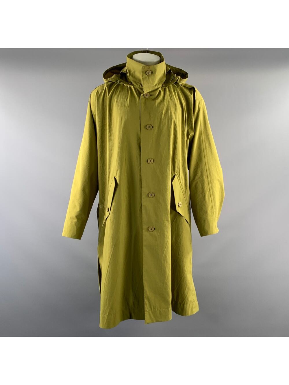 ISSEY MIYAKE Size M Green Polyester Trench Jacket